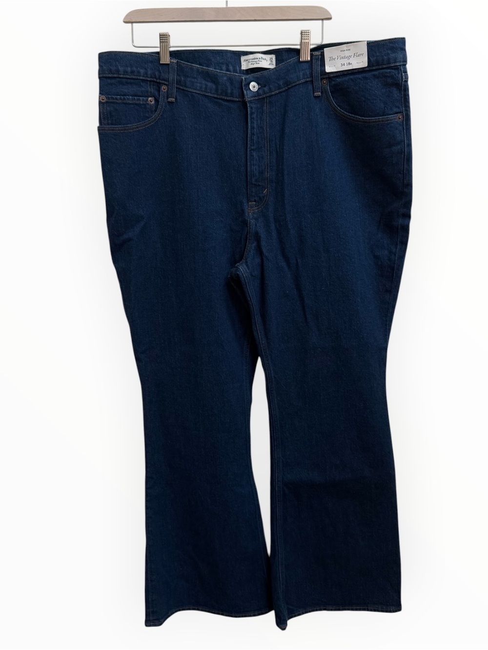 Abercrombie & Fitch The Vintage Flare High Rise dark denim jeans 18 Regular